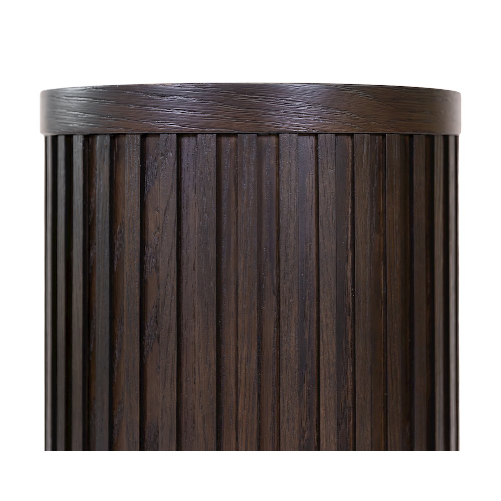 Modern round pedestal table, side table, cocktail stand, fully assembled, brown. Picture 4