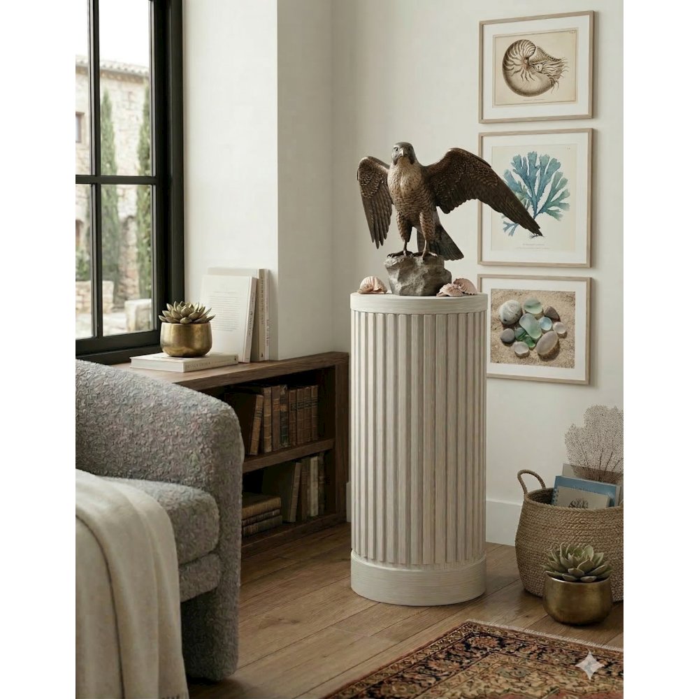Modern round pedestal table, side table, cocktail stand, fully assembled, white. Picture 2