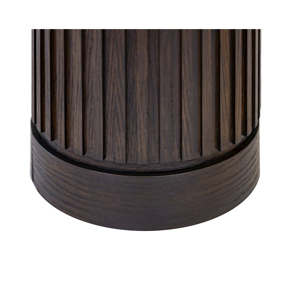 Modern round pedestal table, side table, cocktail stand, fully assembled, brown. Picture 3