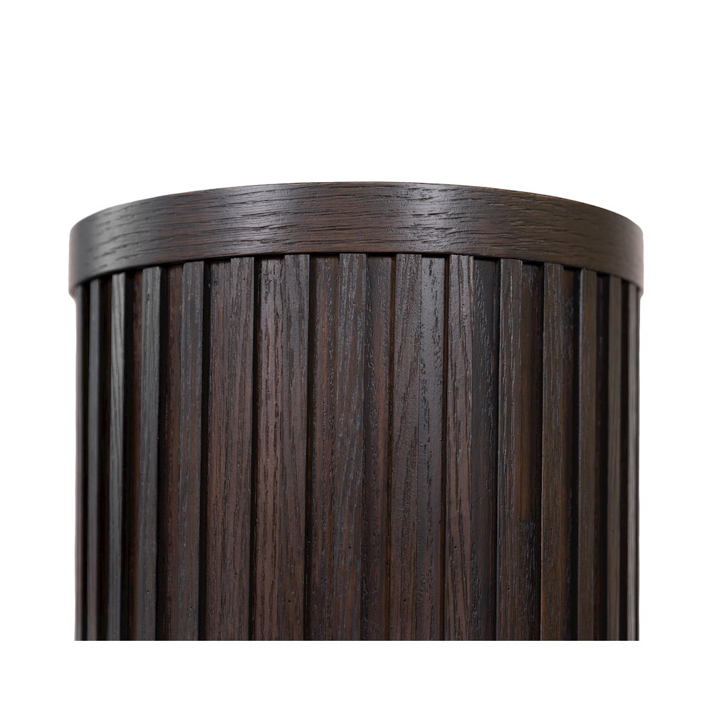 Modern round pedestal table, side table, cocktail stand, fully assembled, brown. Picture 4