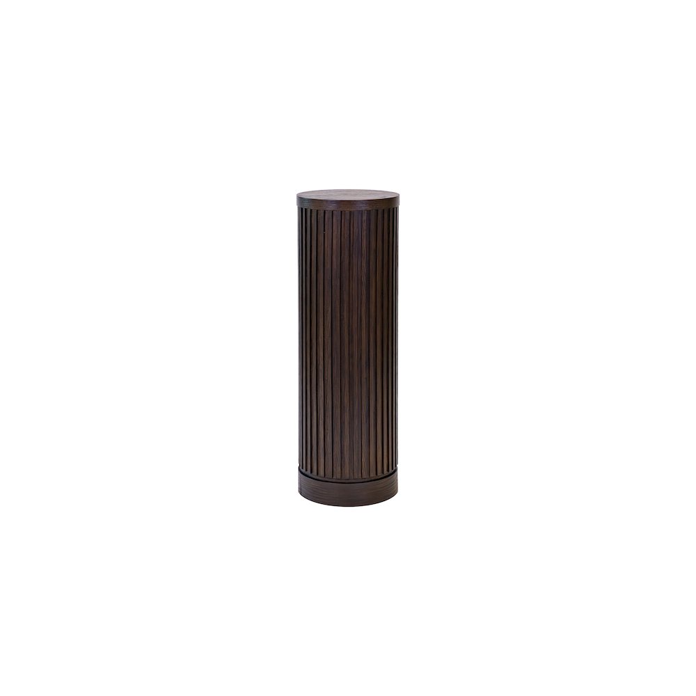 Modern round pedestal table, side table, cocktail stand, fully assembled, brown. Picture 1
