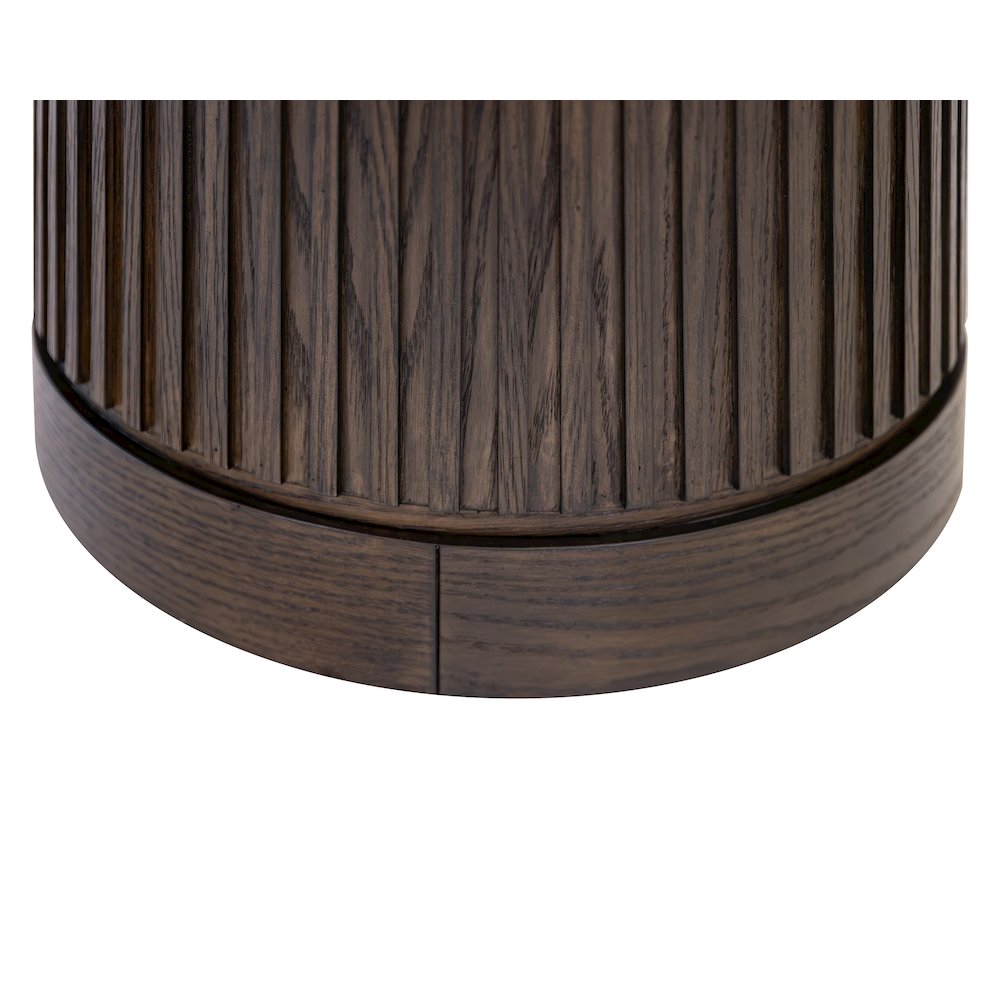 Modern round pedestal table, side table, cocktail stand, fully assembled, brown. Picture 3