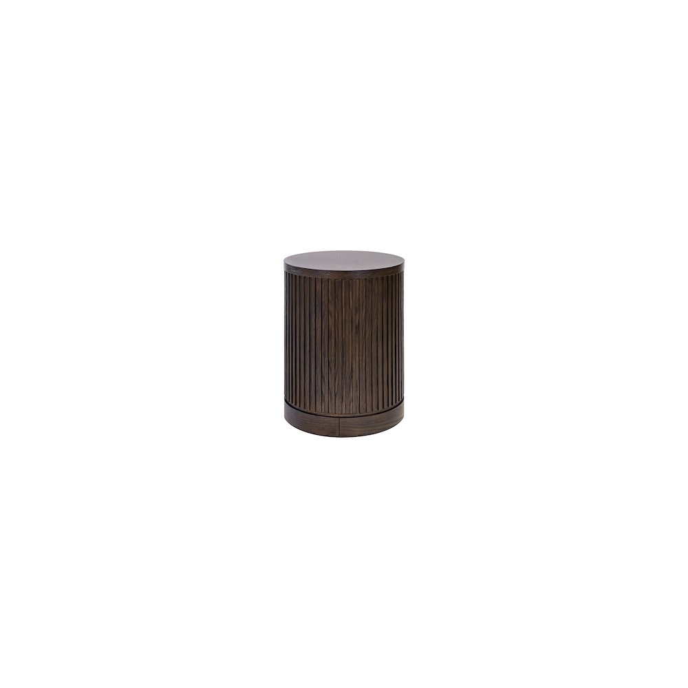 Modern round pedestal table, side table, cocktail stand, fully assembled, brown. Picture 1