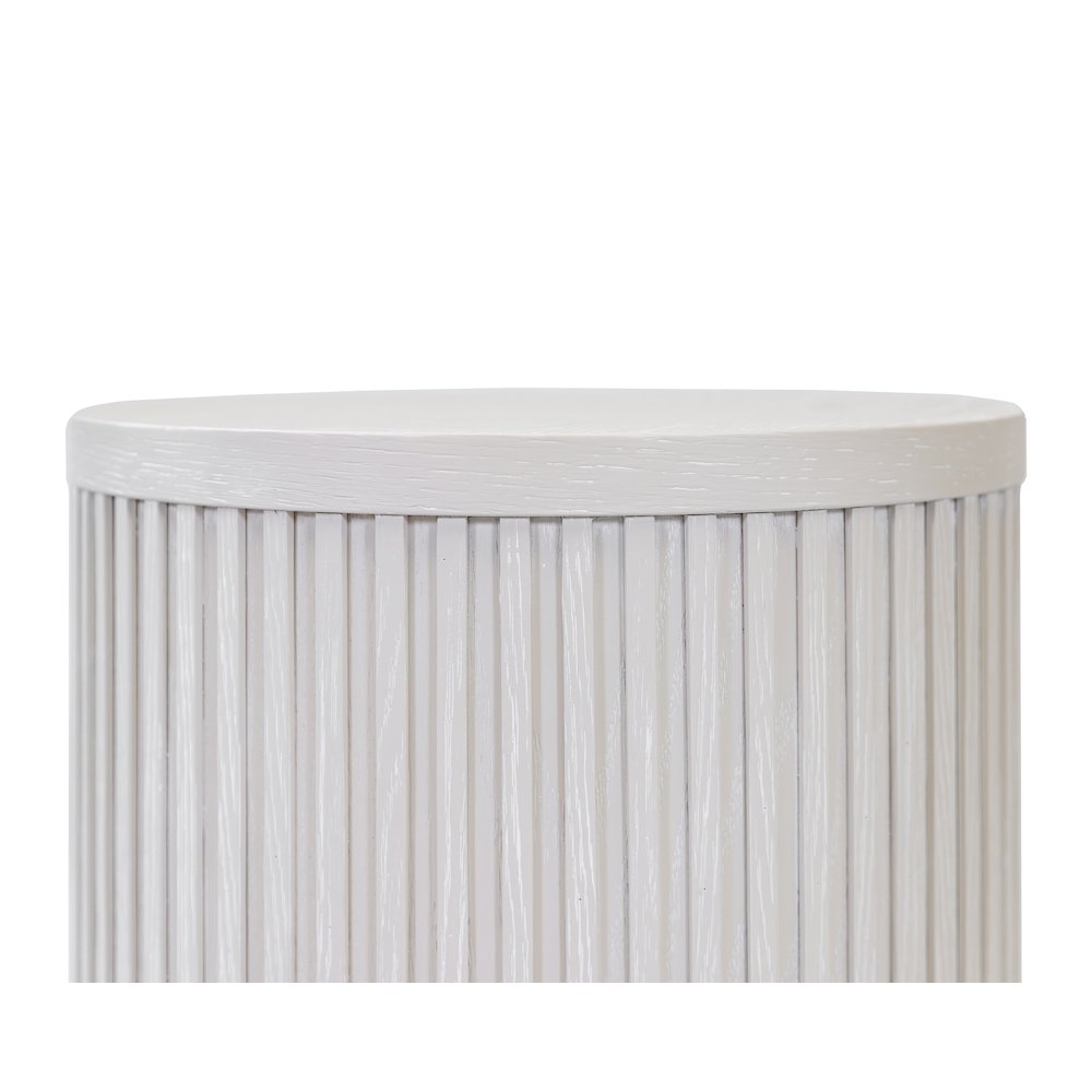 Modern round pedestal table, side table, cocktail stand, fully assembled, white. Picture 4