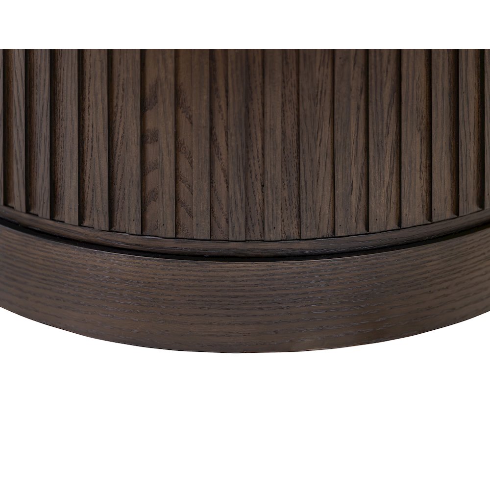 Modern round pedestal table, side table, cocktail stand, fully assembled, brown. Picture 3