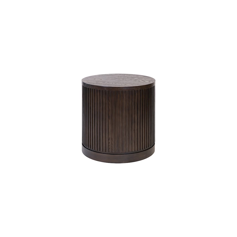 Modern round pedestal table, side table, cocktail stand, fully assembled, brown. Picture 1