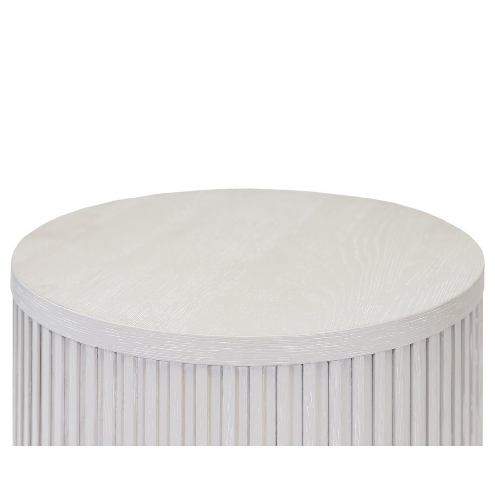 Modern round pedestal table, side table, cocktail stand, fully assembled, white. Picture 6