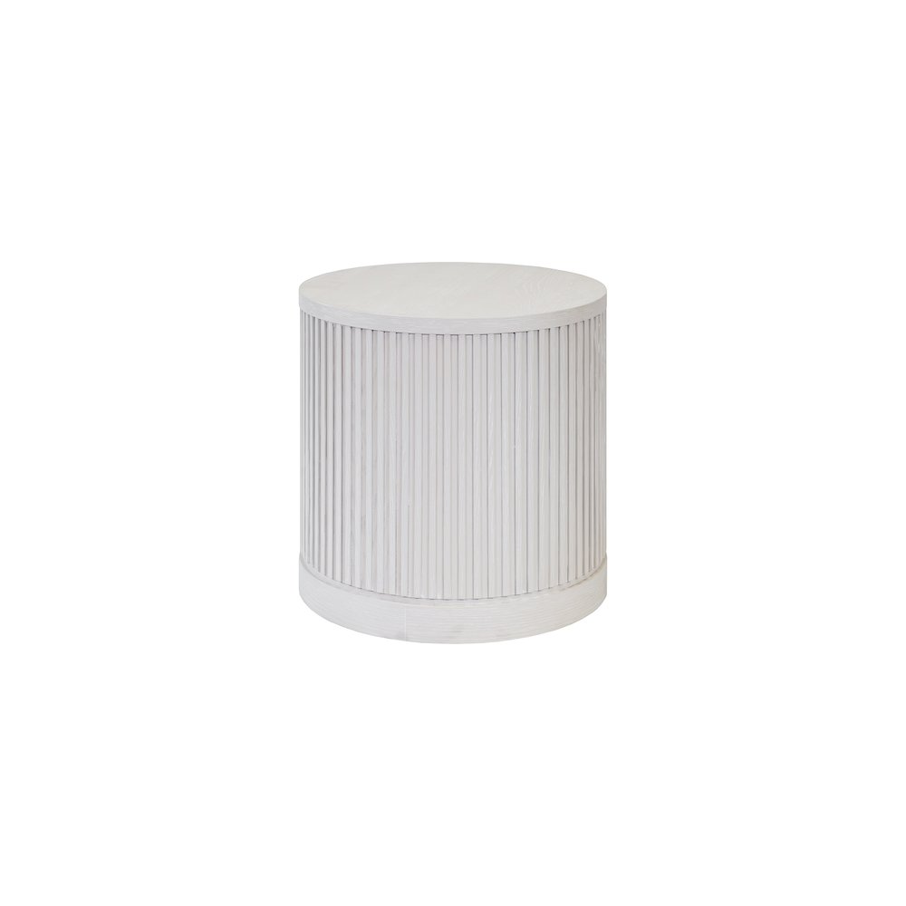 Modern round pedestal table, side table, cocktail stand, fully assembled, white. Picture 1