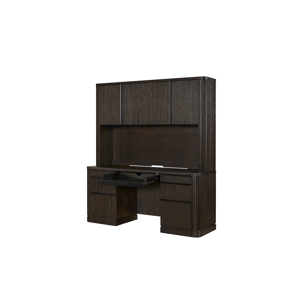 Tulane Executive Credenza and Hutch, Fully Assembled, Brown. Picture 3