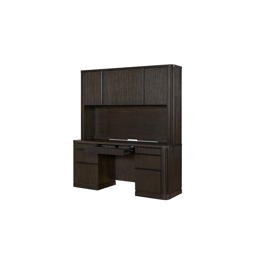 Tulane Executive Credenza and Hutch, Fully Assembled, Brown. Picture 6