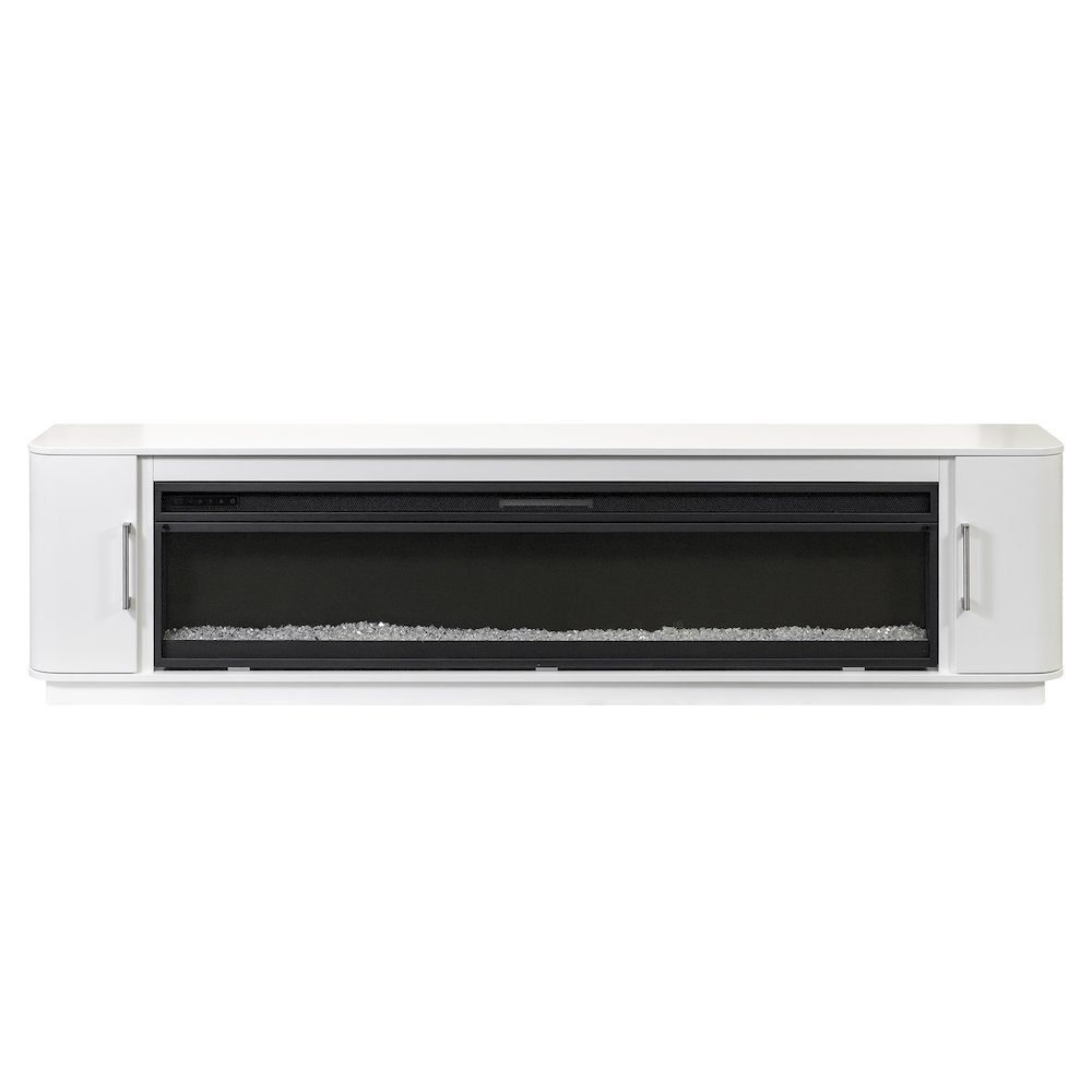 Uptown 84" Fireplace Console, Fully Assembled, White. Picture 1