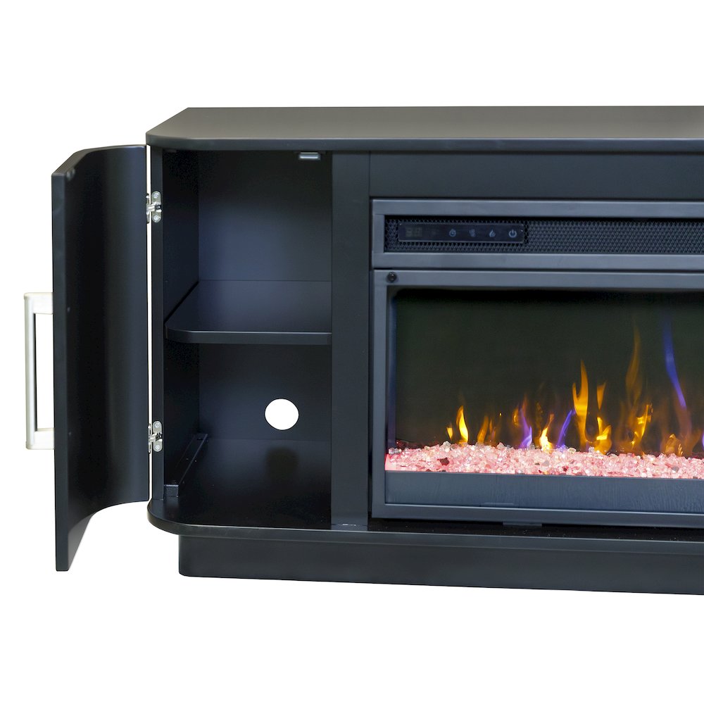 Uptown 96" Fireplace Console, Fully Assembled, Black. Picture 7