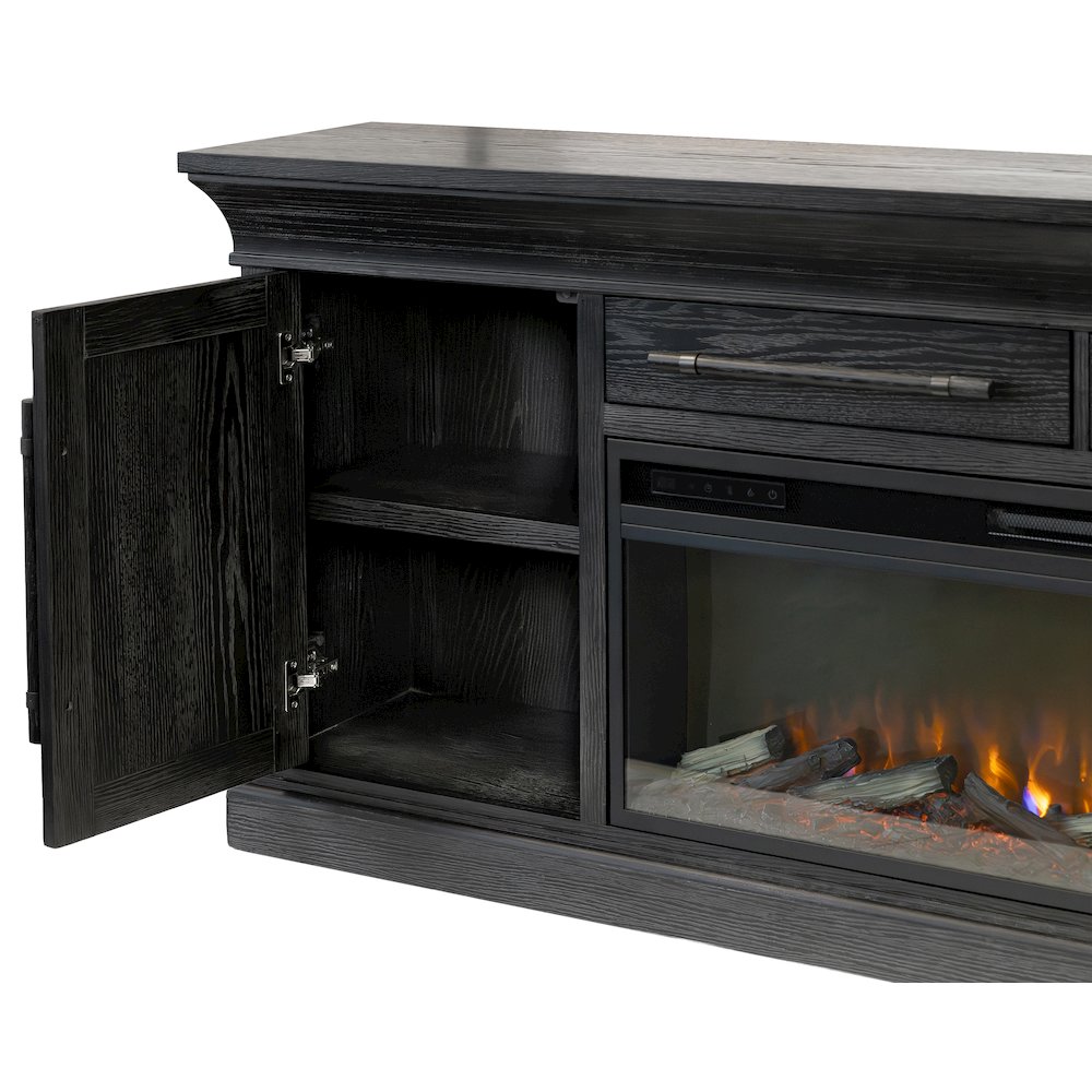Transitional 80" Fireplace Console, Entertainment Storage, TV Stand. Picture 11