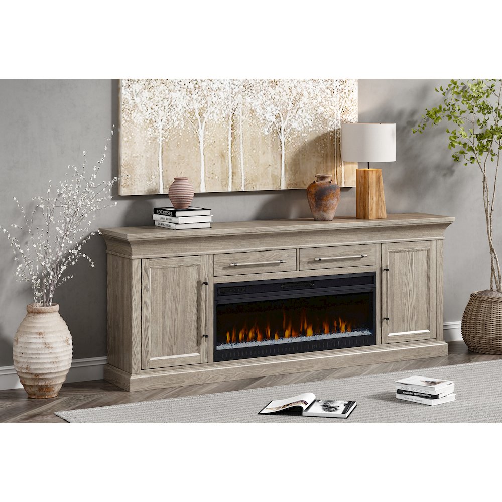 Transitional 80" Fireplace Console, Entertainment Storage, TV Stand. Picture 10