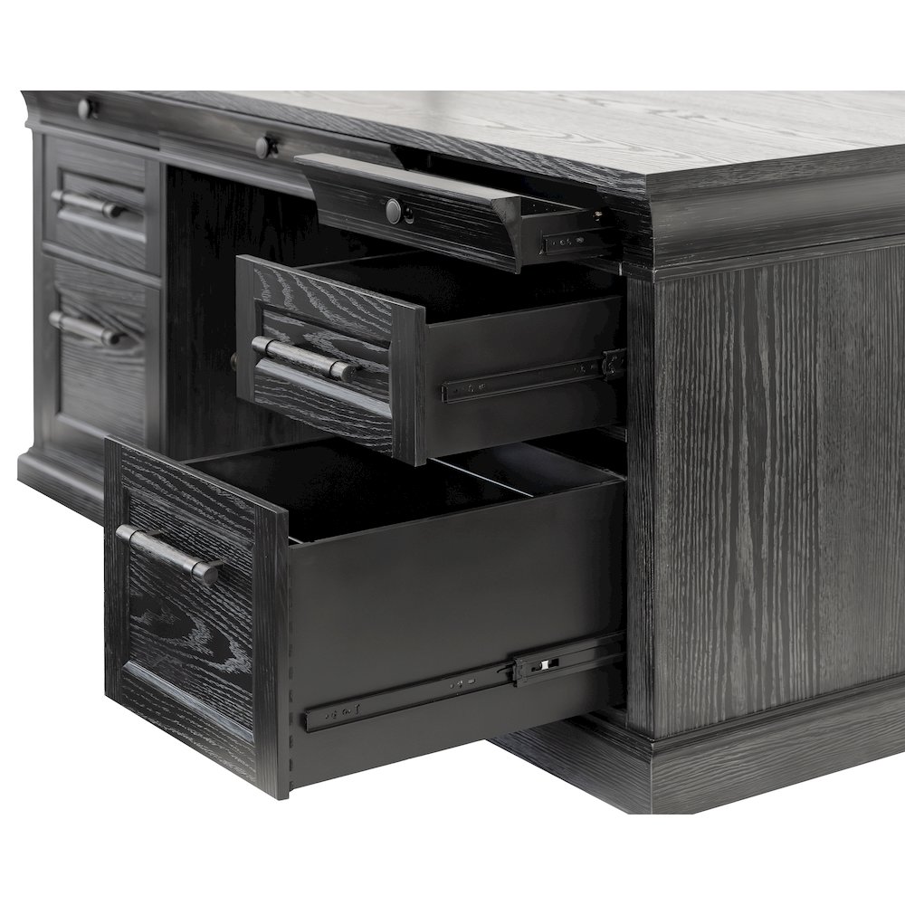 Traditional Wood Double Pedestal Desk, Executive Desk, Office Table. Picture 8