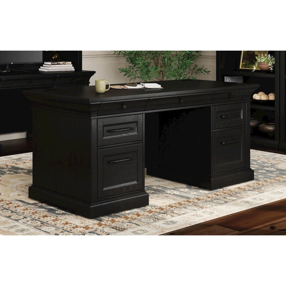 Traditional Wood Double Pedestal Desk, Executive Desk, Office Table. Picture 12