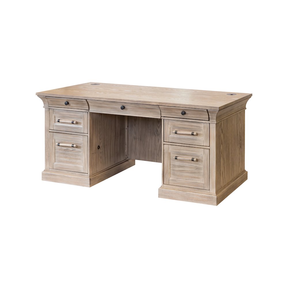 Traditional Wood Double Pedestal Desk, Executive Desk, Office Table. Picture 1