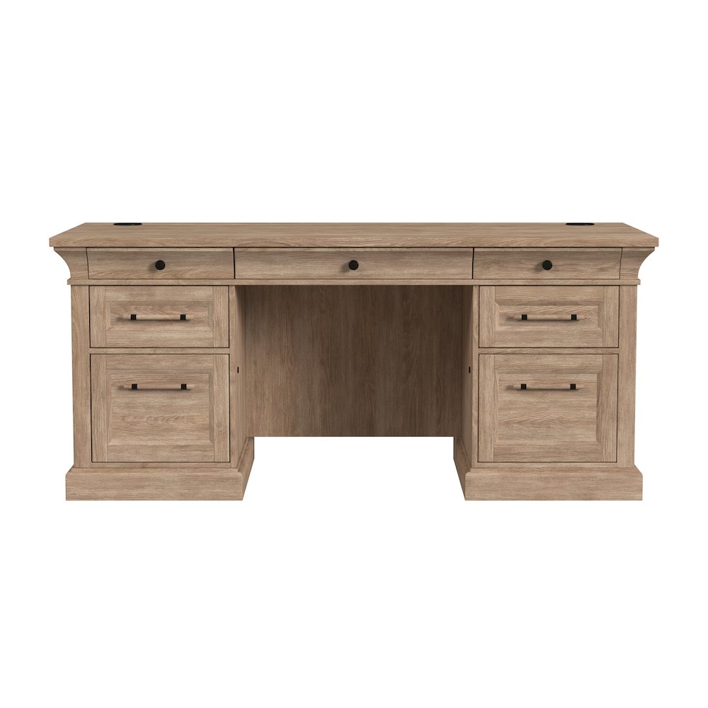 Traditional Wood Double Pedestal Desk, Executive Desk, Office Table. Picture 13