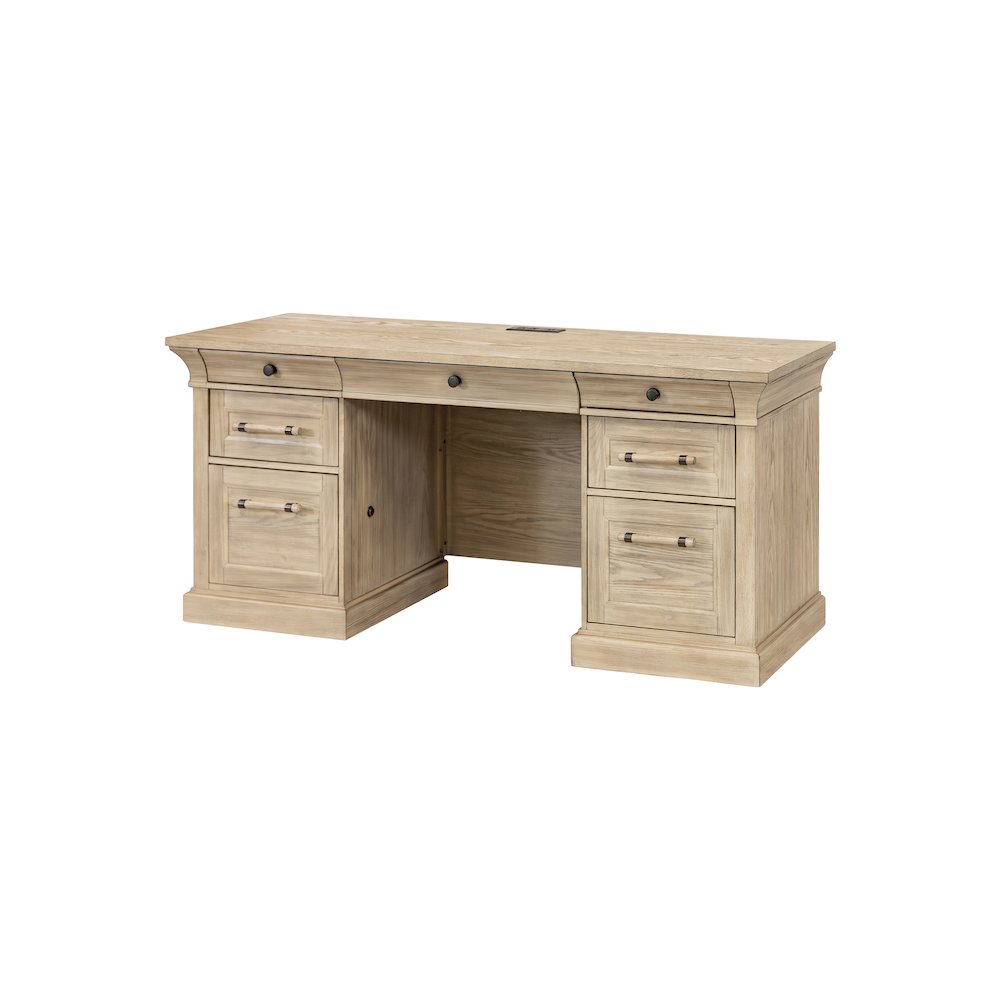 Traditional Wood Executive Desk, Storage Office Credenza. Picture 2