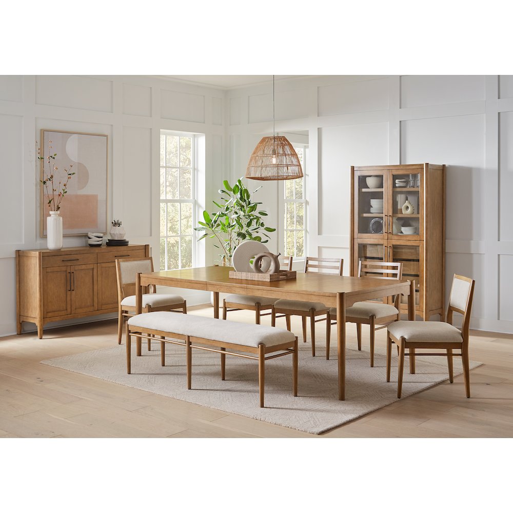 Lachlan Modern Wood Dining Table Bench, Fully Assembled, Brown. Picture 9