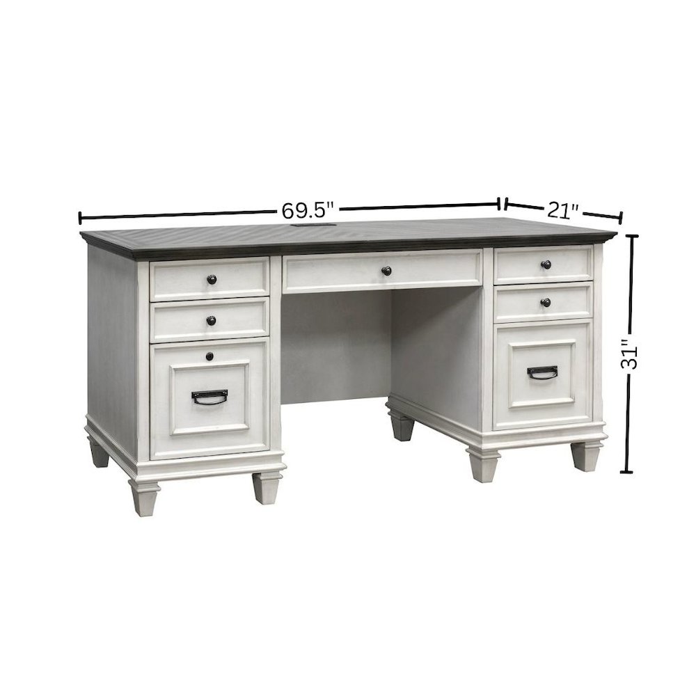 Wood Credenza, 4 Drawers, Printer Pullout, Power Center, White. Picture 8