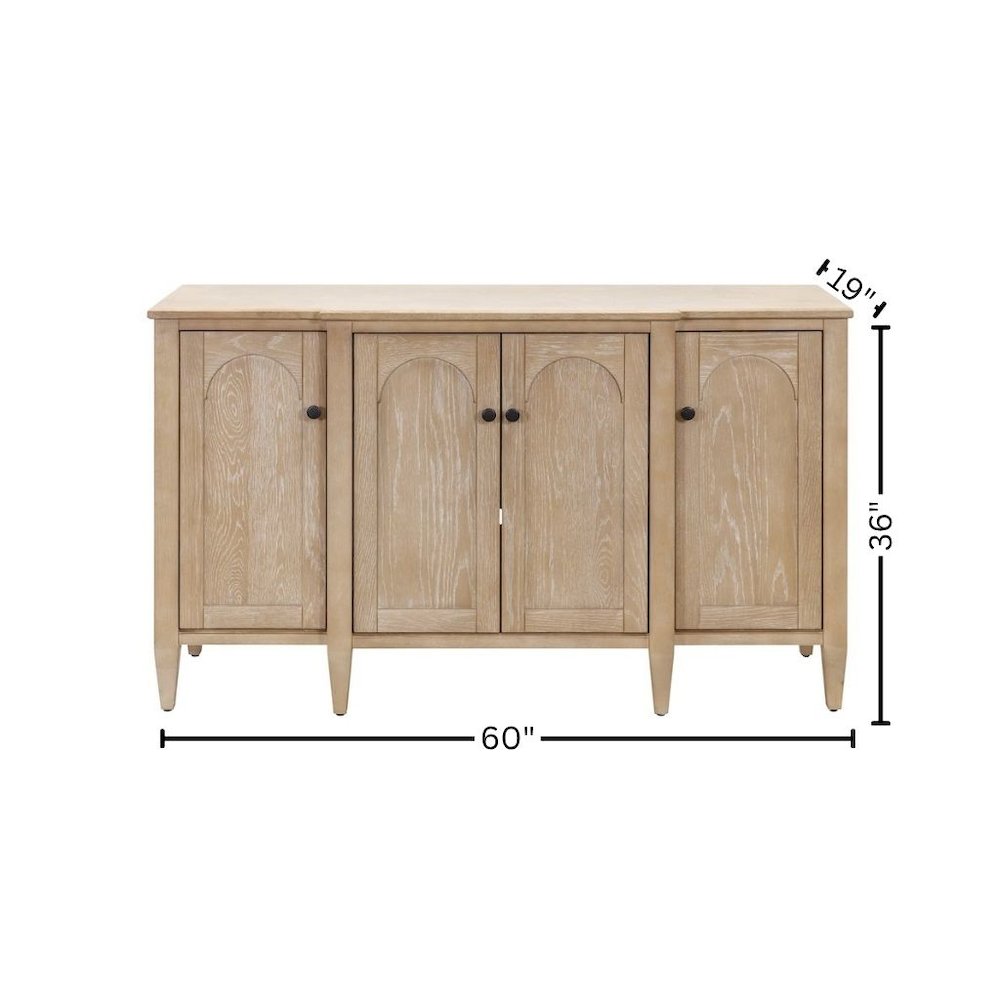 Wood Console Cabinet, 4 Doors, Pull-Out Shelf, Fully Assembled, Brown. Picture 9