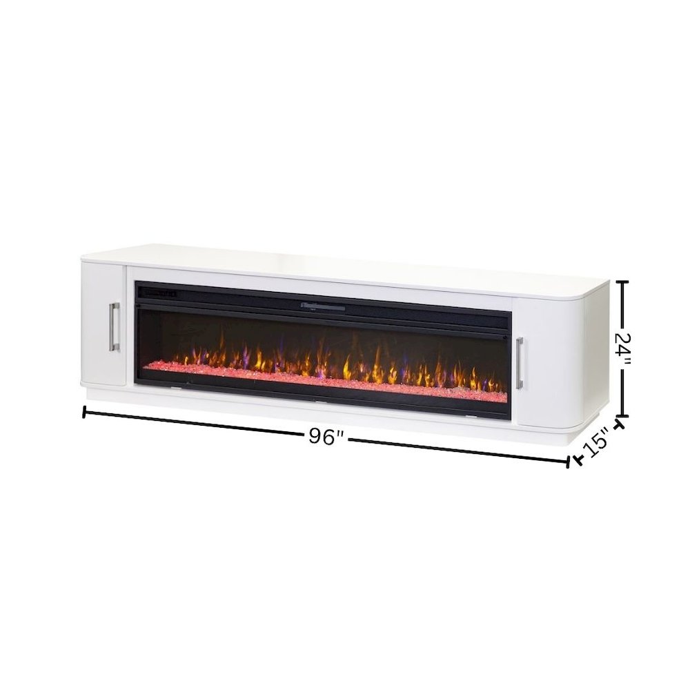 96-Inch Electric Fireplace Console, Infrared Heat, LED Flames, White. Picture 9