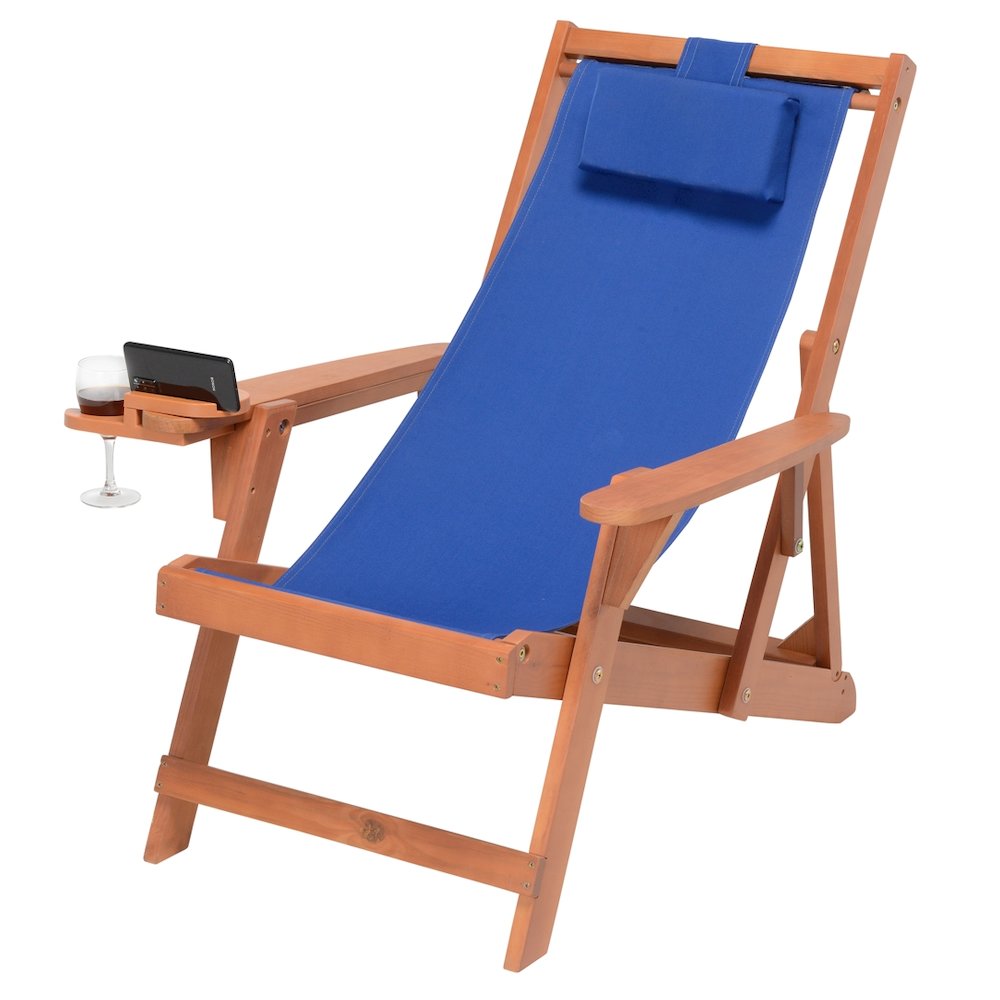 Canvas Sling Chair With Cup And Wine Holder And Ottoman (Set Of 5). Picture 2