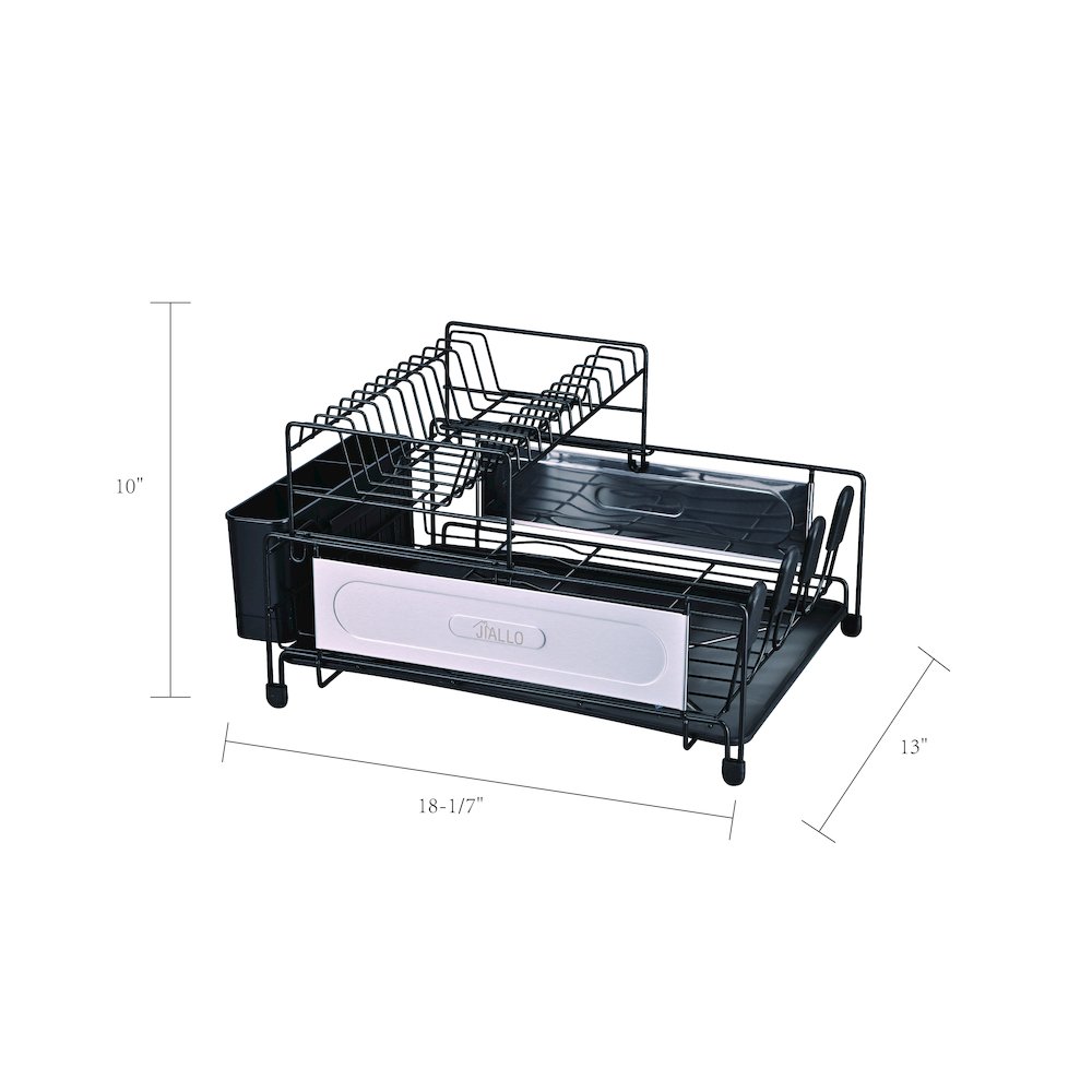 Stainless Steel 2-Tier Dish Rack With Self -Draining Tray (Black Color). Picture 2