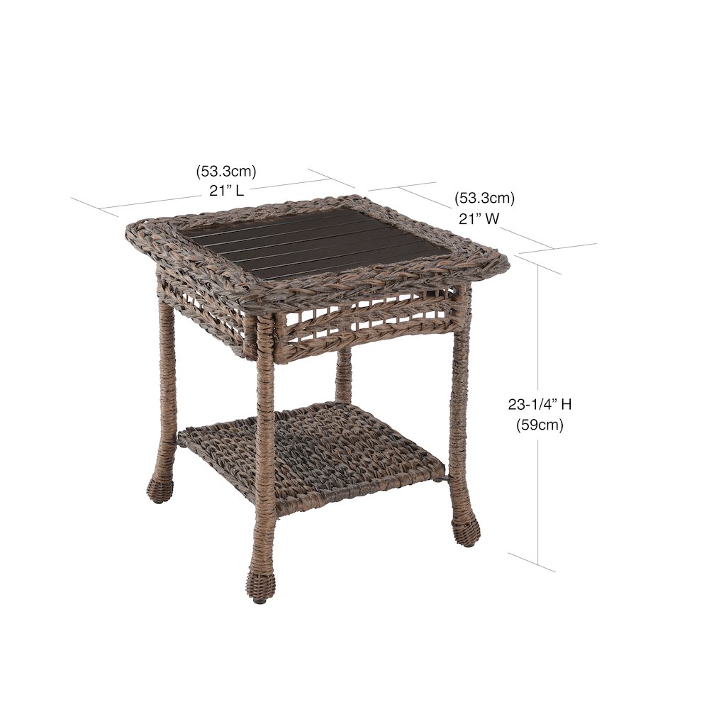 Faux Sea Grass Resin Rattan End Table. Picture 3
