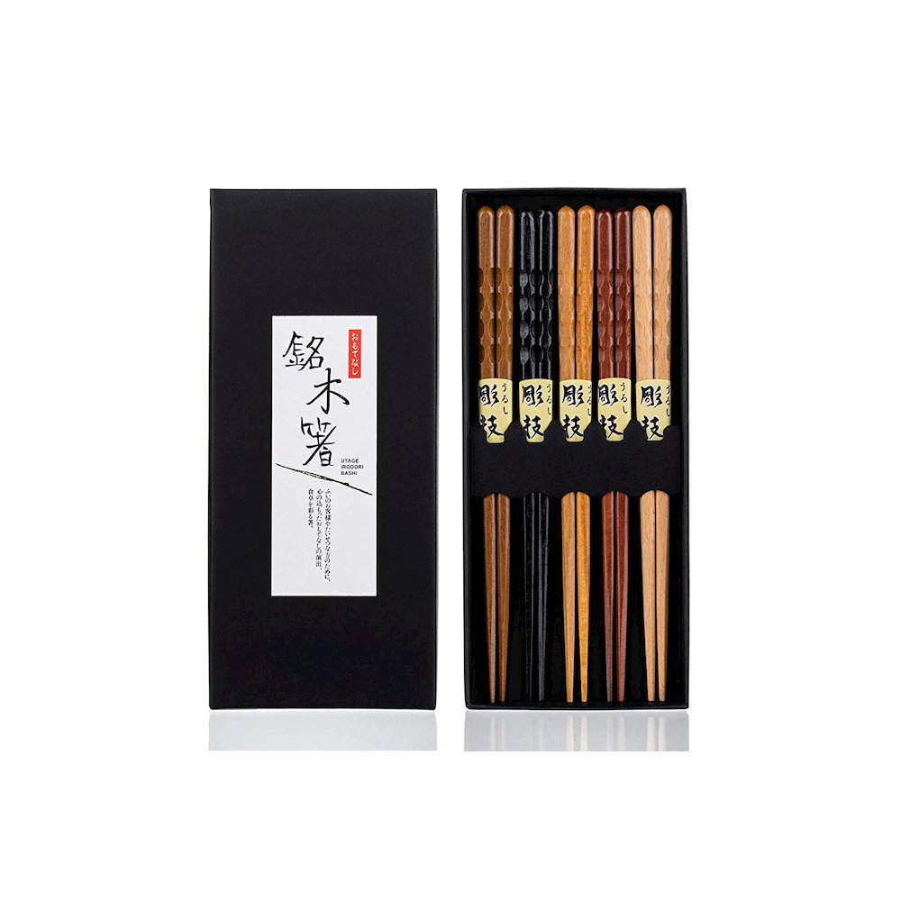 5 Pair Organic Fancy Hardwood Japanese Reusable Wood Chopsticks. Picture 1