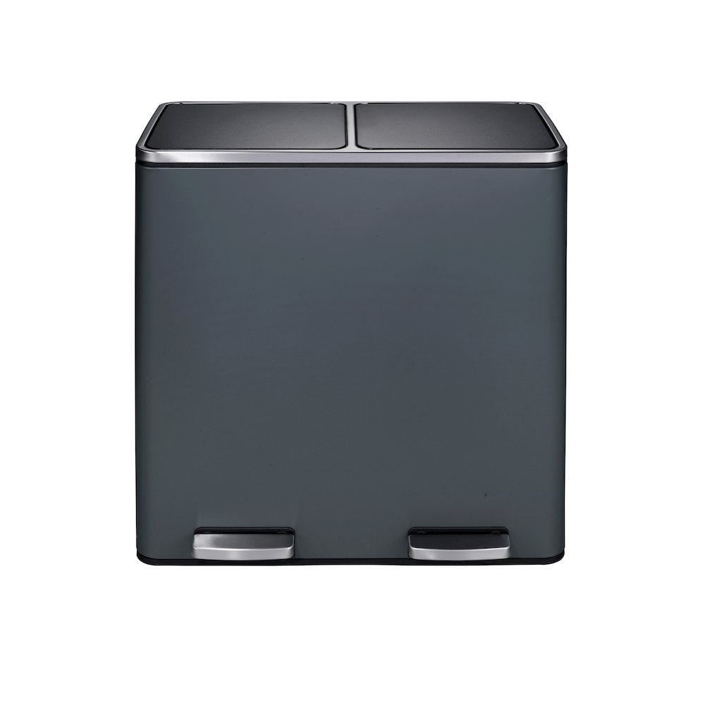 60L Dual Compartment Trash Can - Matt Grey. Picture 2