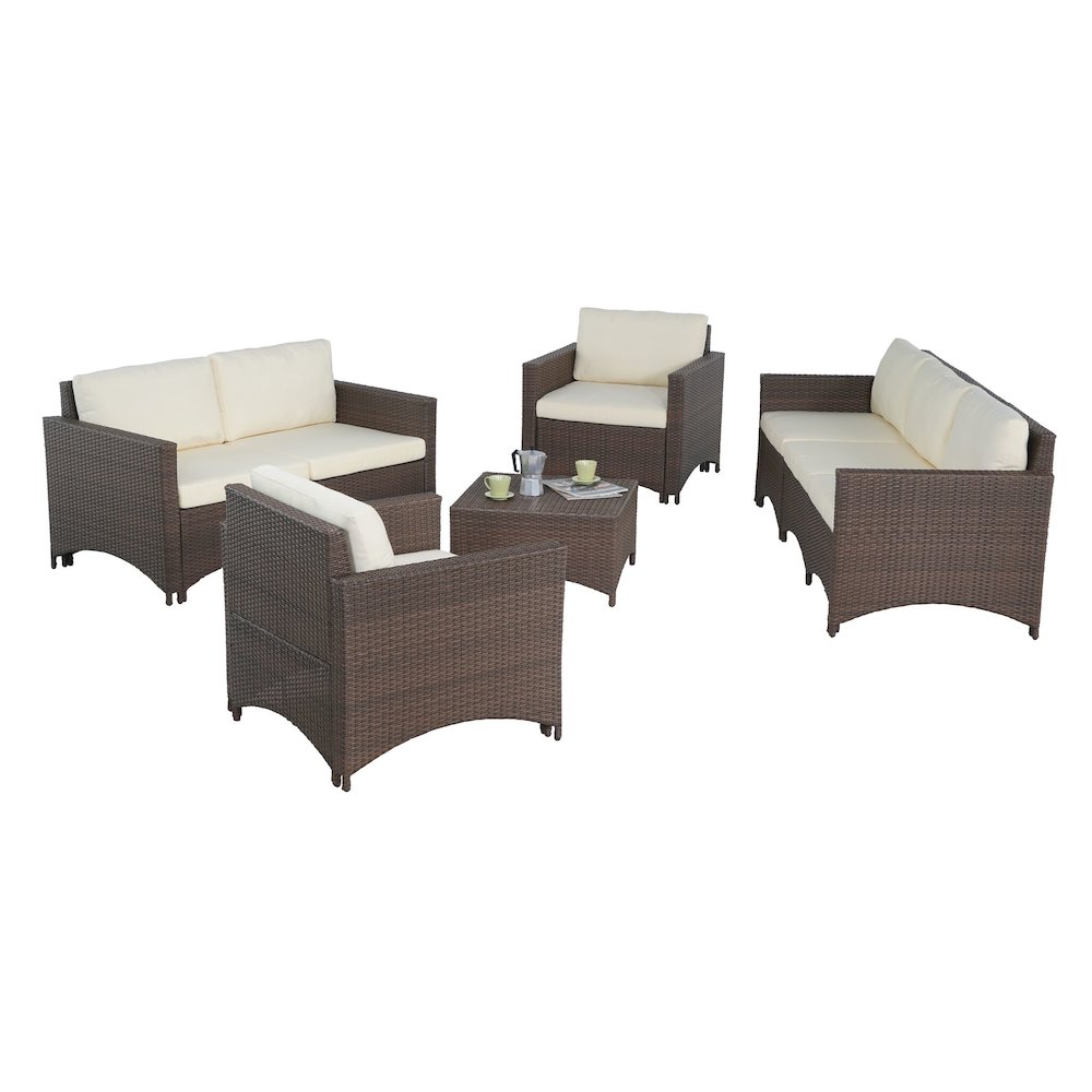 Modular 3-Seater Sofa, Loveseat, 2 Armchairs And Coffee Table Conversation Set. Picture 1