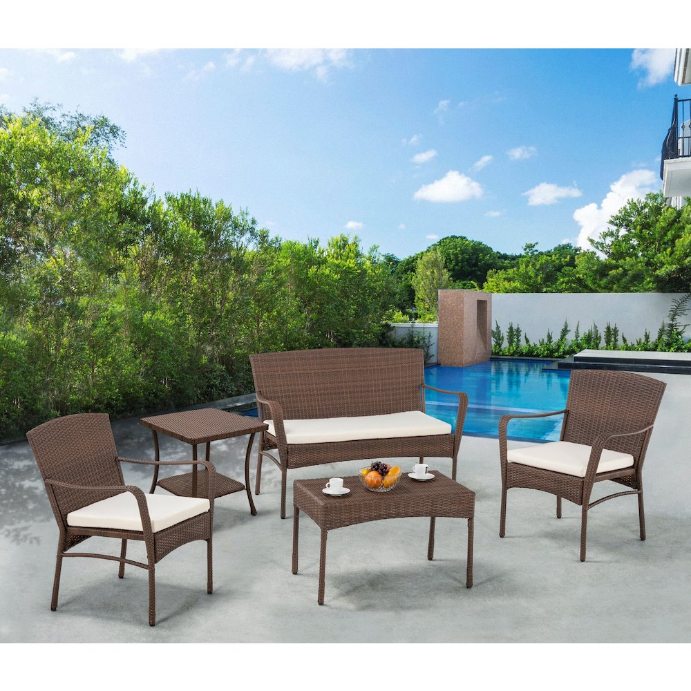 Leisure Collection Outdoor Garden Patio Furniture 5Pc Set W/ End Table. Picture 3