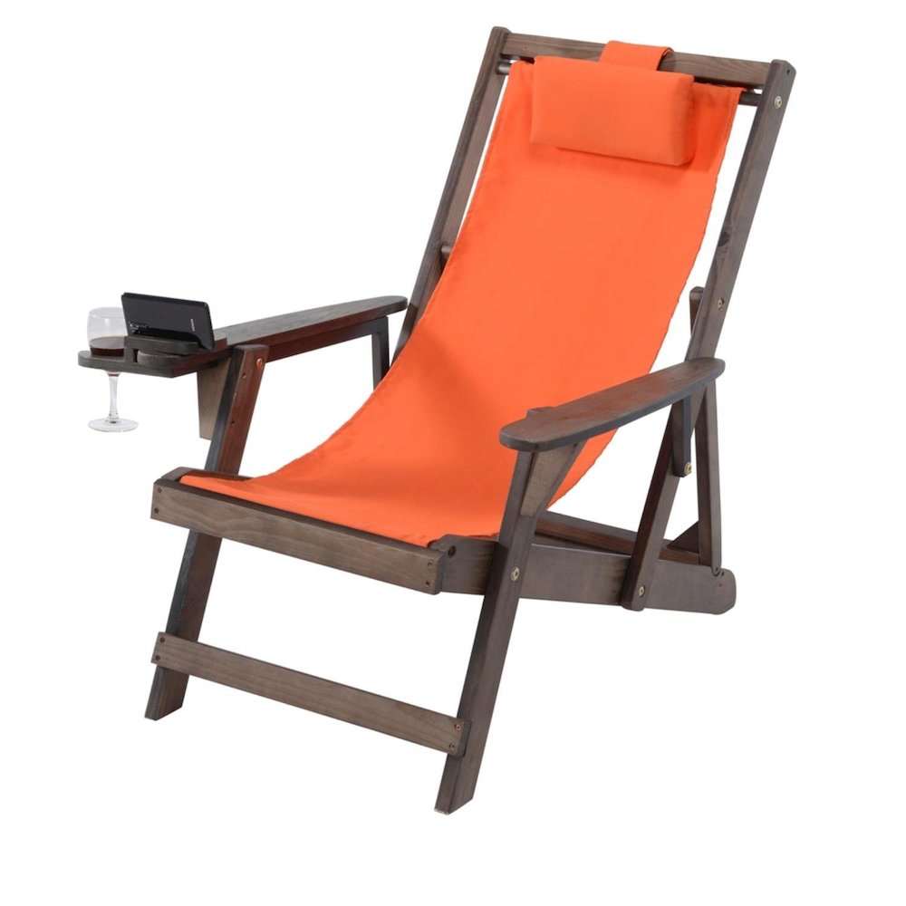 Canvas Sling Chair With Cup And Wine Holder (Set Of 2). Picture 3