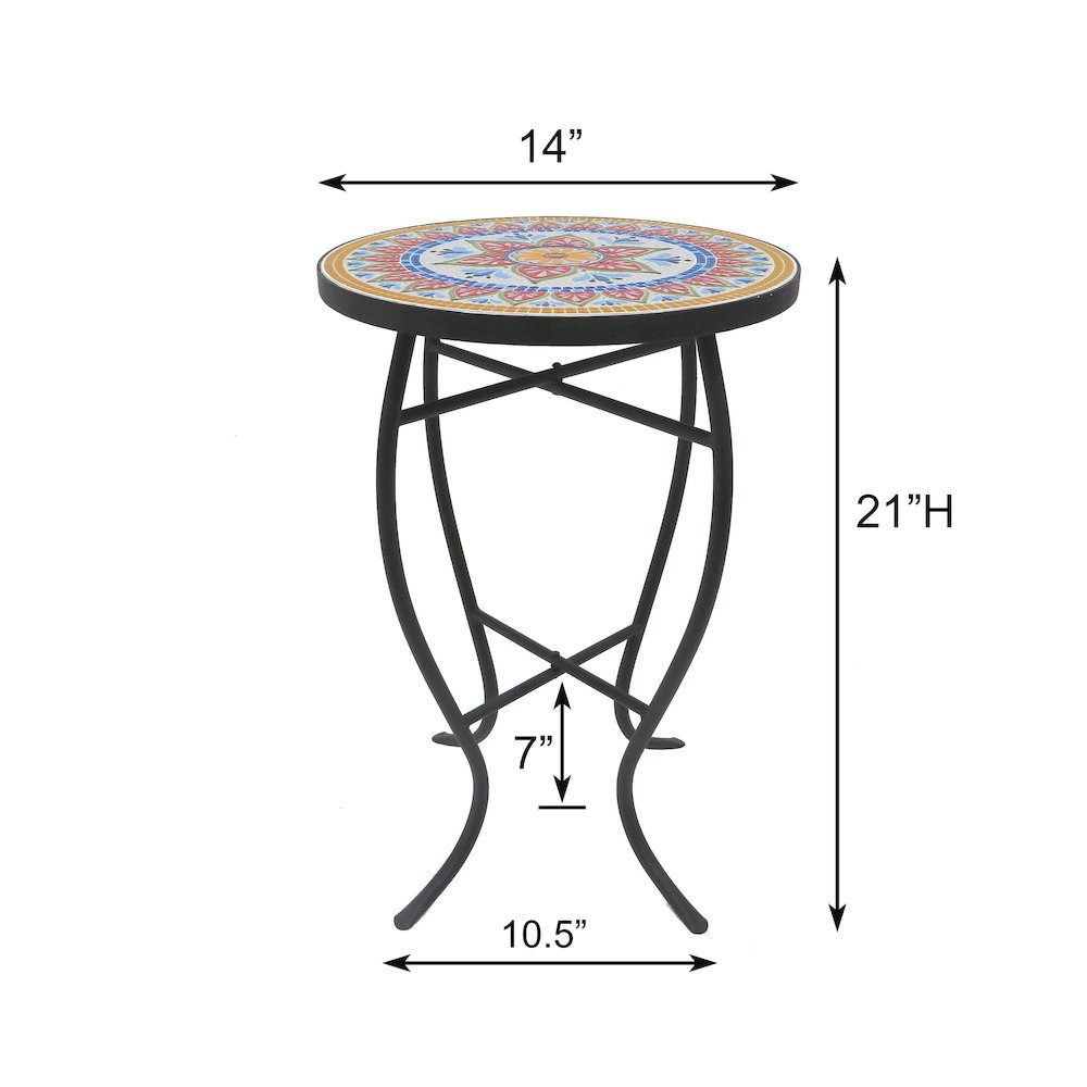 Faux Rattan Basket Chair Set With Mosiac Accent Table. Picture 4