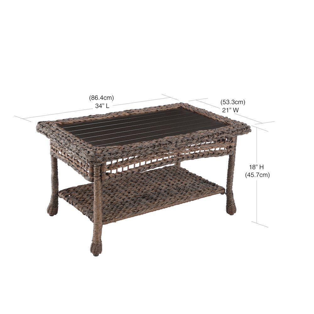 Faux Sea Grass Resin Rattan Coffee Table. Picture 3