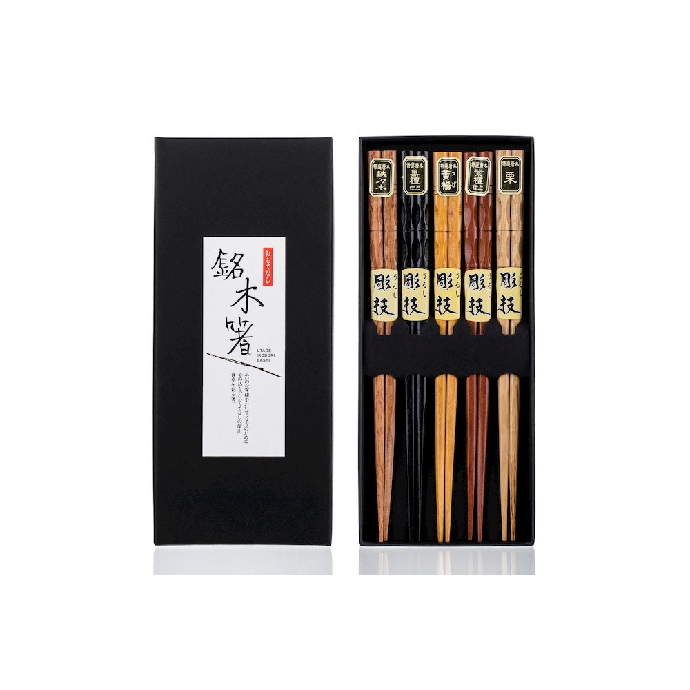 5 Pair Organic Classic Hardwood Japanese Reusable Wood Chopsticks. Picture 1