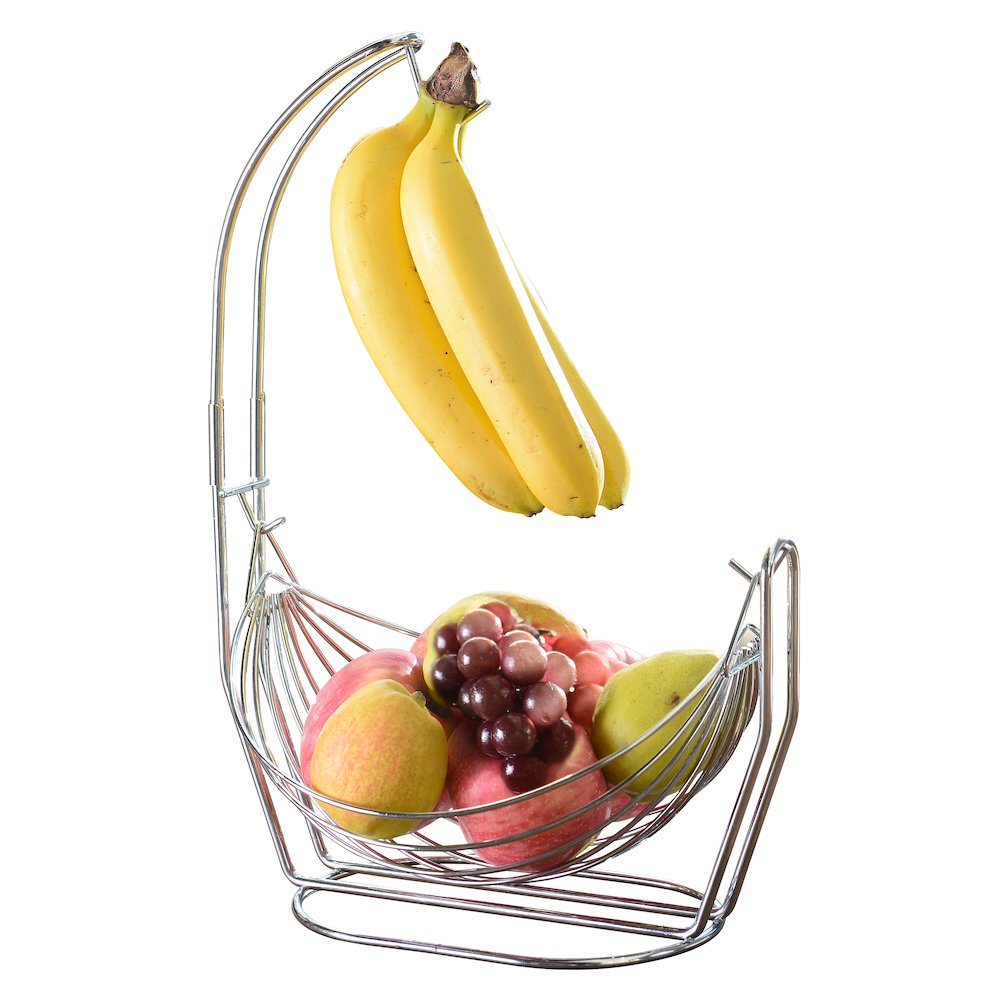 Silver Fruit Basket With Banana Hanger. Picture 1