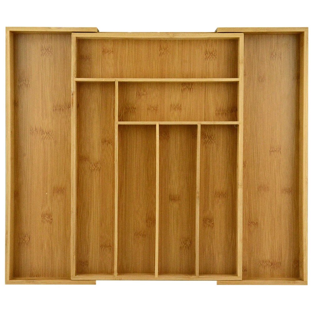 Bamboo Expandable 6 - 8 Slots Utensils Organizer. Picture 1