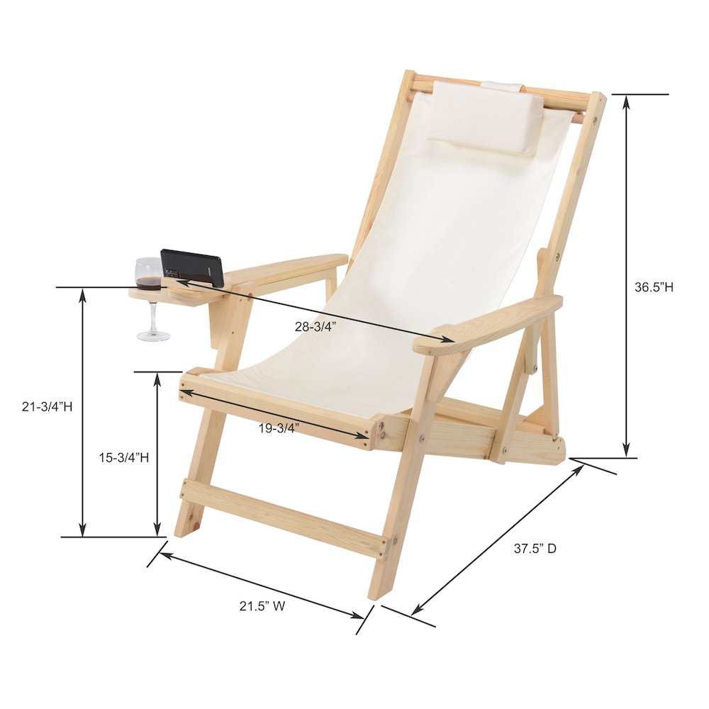 Canvas Sling Chair With Cup And Wine Holder And End Table. Picture 4