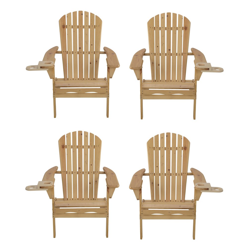 Foldable Adirondack Chair With Cup Holder Set Of 4. Picture 1