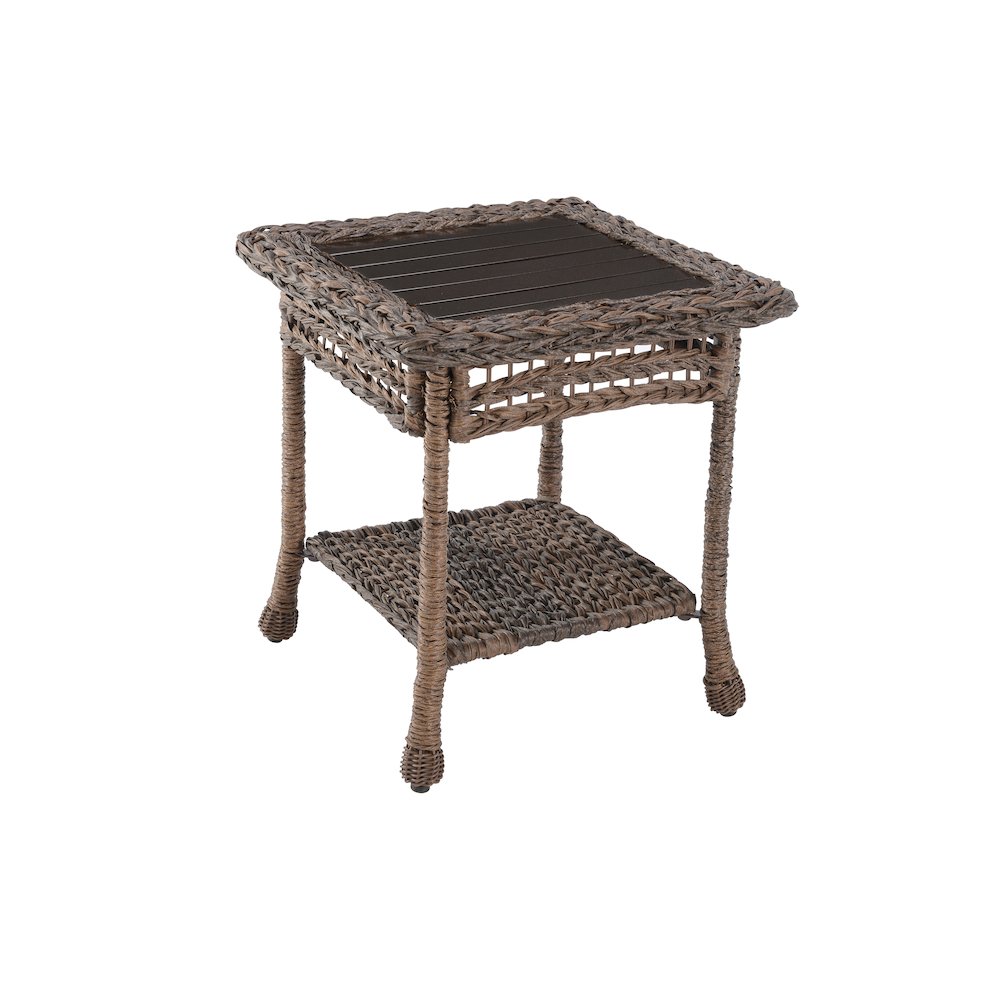 Faux Sea Grass Resin Rattan End Table. Picture 1