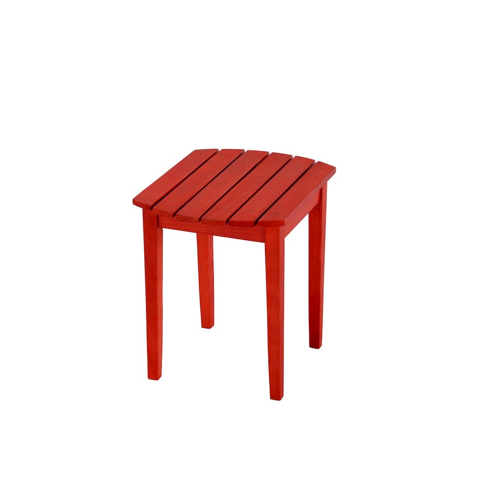 Red Solid Wood Side Table. Picture 1