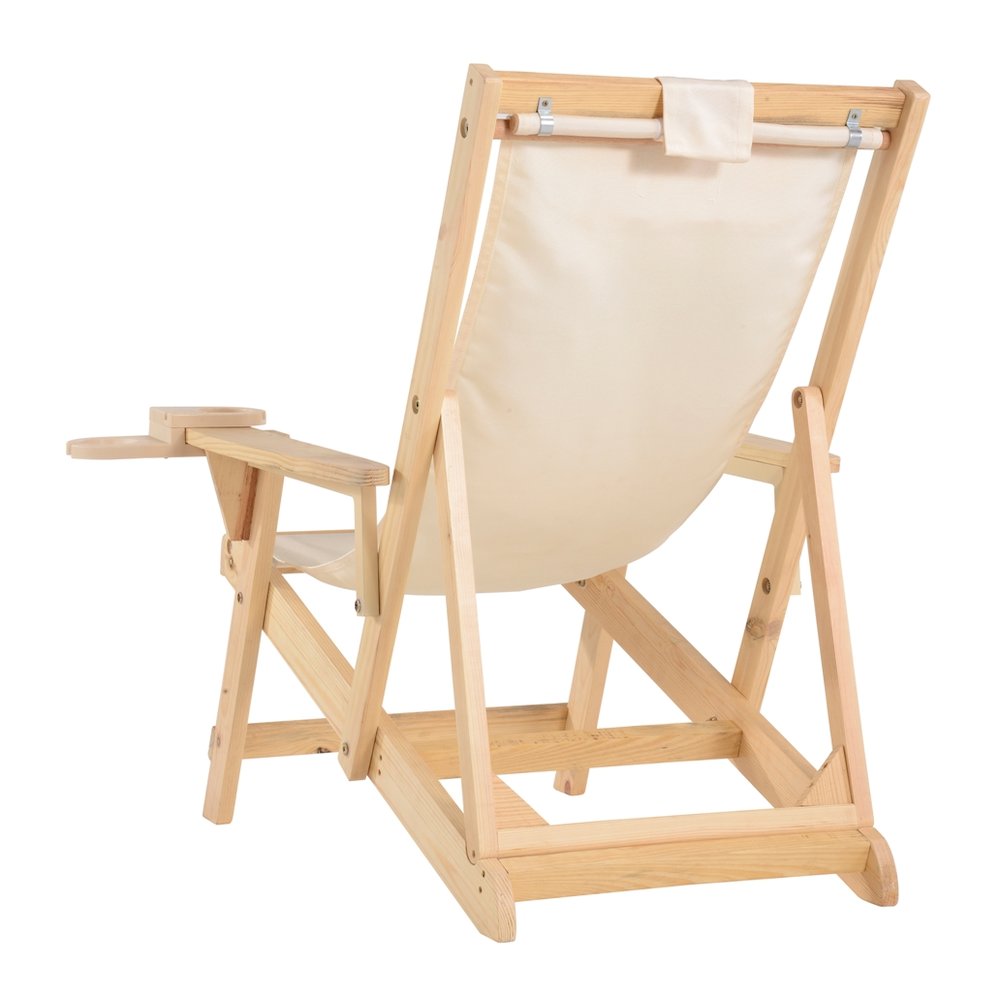 Canvas Sling Chair With Cup And Wine Holder And End Table. Picture 3