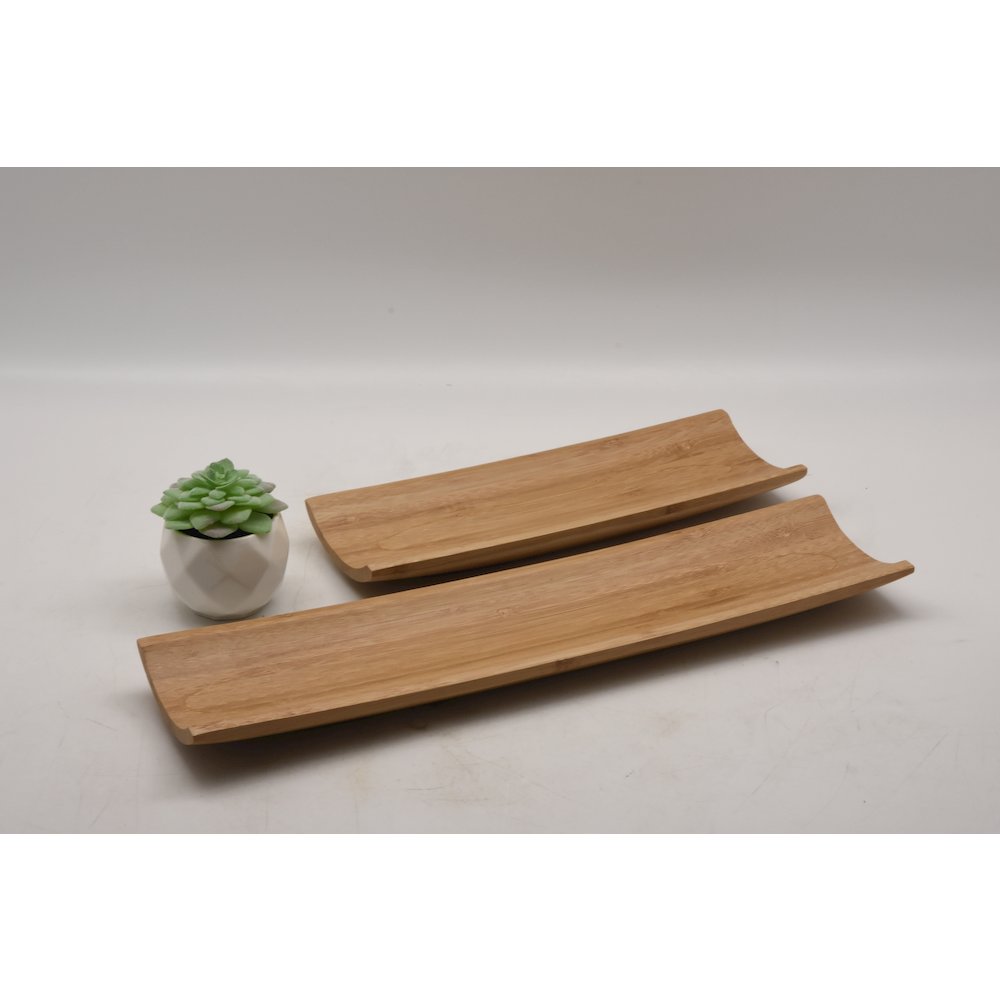 Set Of 2 Bamboo Curvy Serving Trays. Picture 2