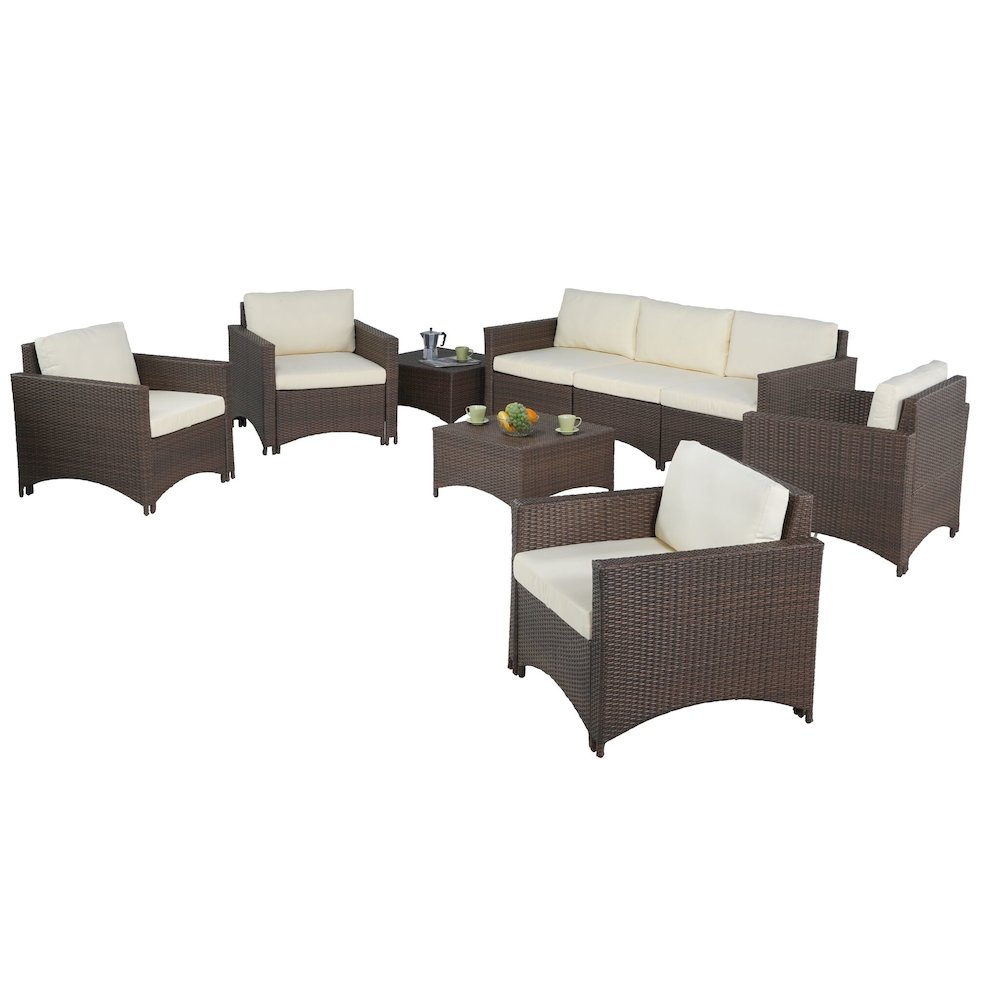 Modular 3-Seater Sofa, 4 Armchairs And 2 Coffee Tables Conversation Set. Picture 1