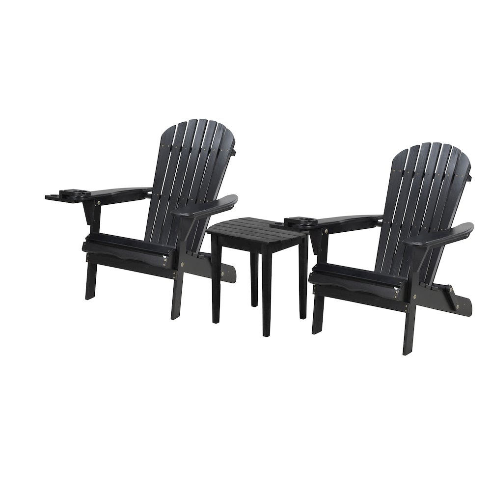 Foldable Adirondack Chair With Cup Holder Bristro Set. Picture 1