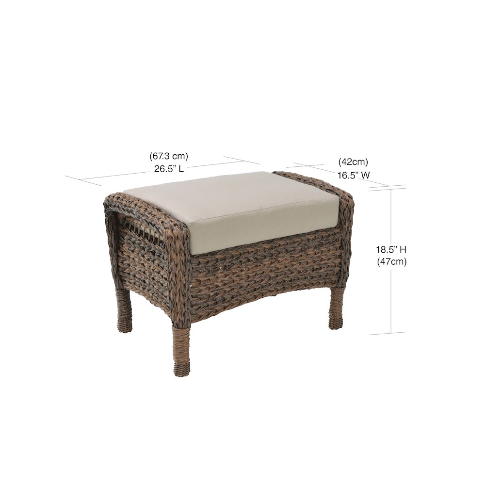 Faux Sea Grass Resin Rattan Ottoman. Picture 3
