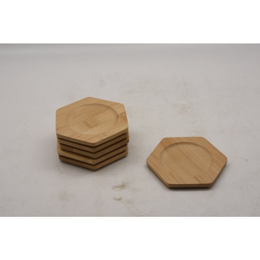 Hexagon Bamboo Coaster Set Of 6Pcs/Set. Picture 2